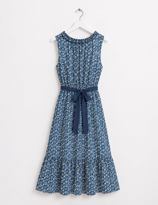 Abito lungo smanicato in georgette stampata donna blue fw26s03as cc-a0601