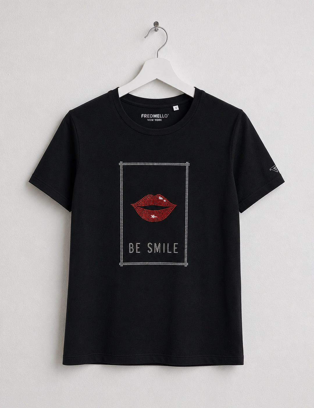 Crew-Neck T-Shirt with Graphic and Rhinestones woman black fw26s03tg cc-a0951 T-SHIRT M/M G/C UNITO WOMAN