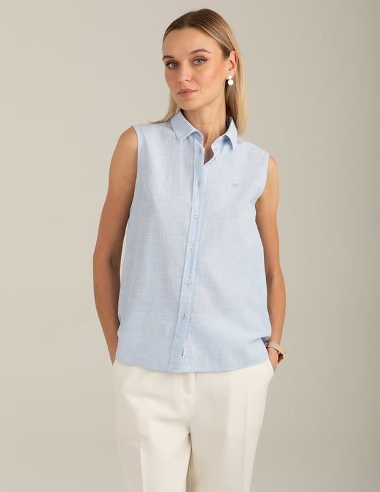 Camicia smanicata a righe donna light blue fw26s06ct cc-a1001