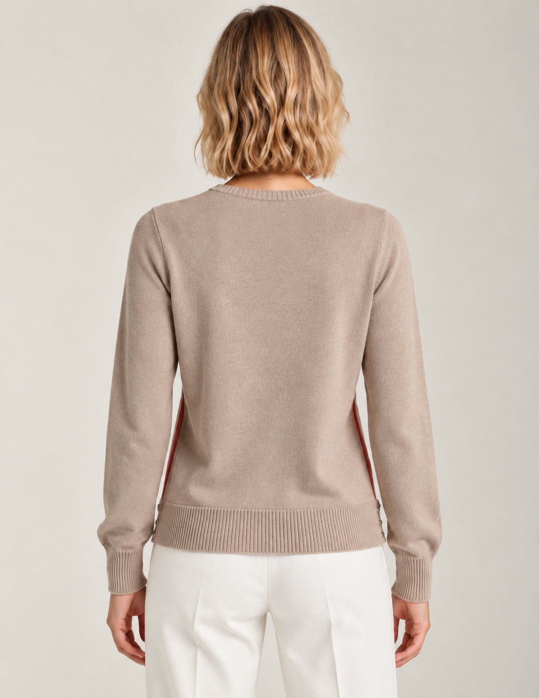 MAGLIA GIROCOLLO CON DETTAGLI A CONTRASTO donna beige fw26w01mg cc-a0101 MAGLIA M/L G/C UNITO WOMAN