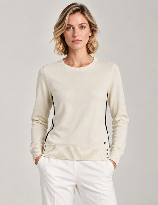 CREW-NECK SWEATER WITH CONTRAST DETAILS woman champagne fw26w01mg cc-a0102