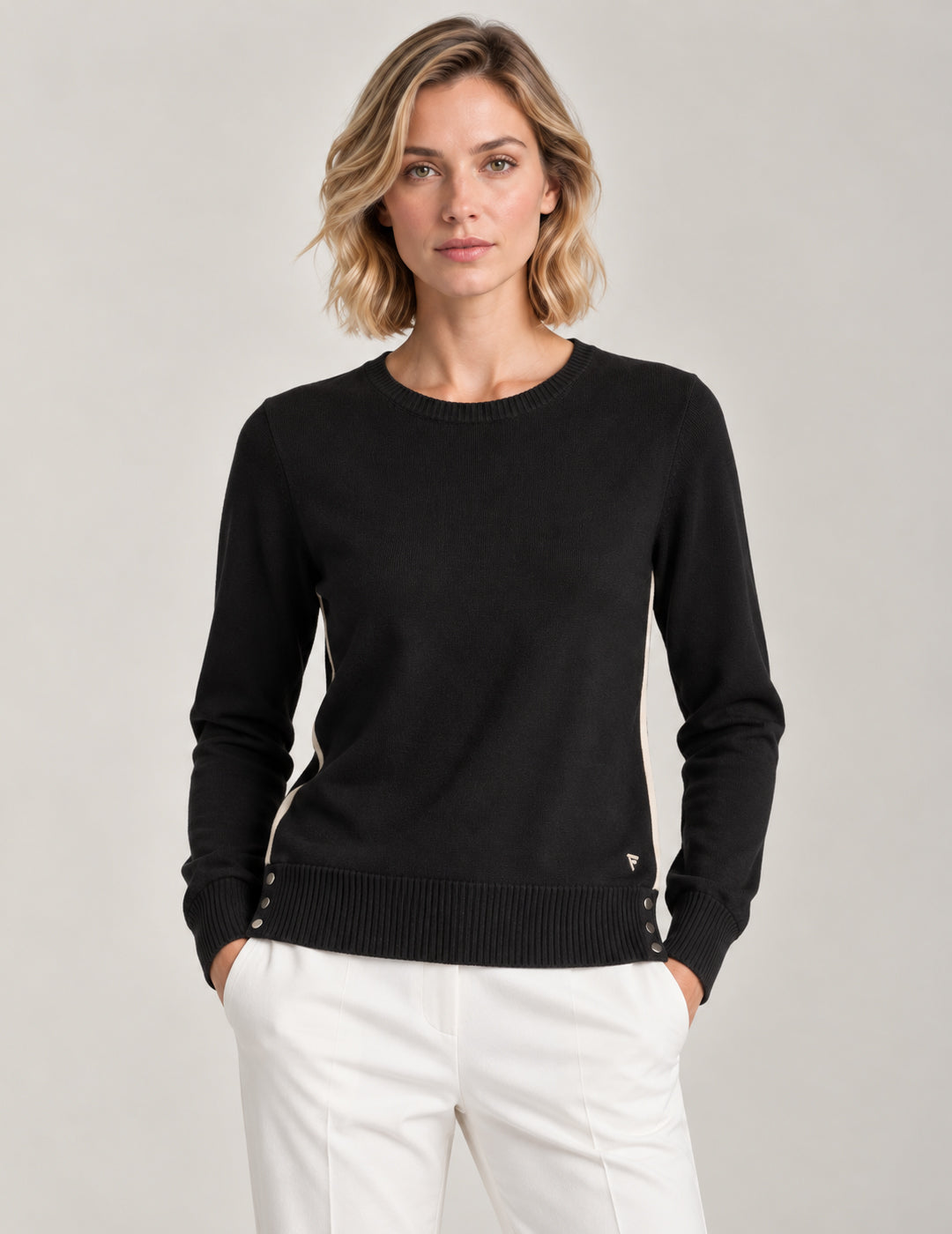 MAGLIA GIROCOLLO CON DETTAGLI A CONTRASTO donna black fw26w01mg cc-a0951 MAGLIA M/L G/C UNITO WOMAN
