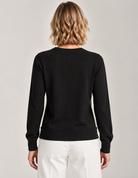 CREW-NECK SWEATER WITH CONTRAST DETAILS - back - 002