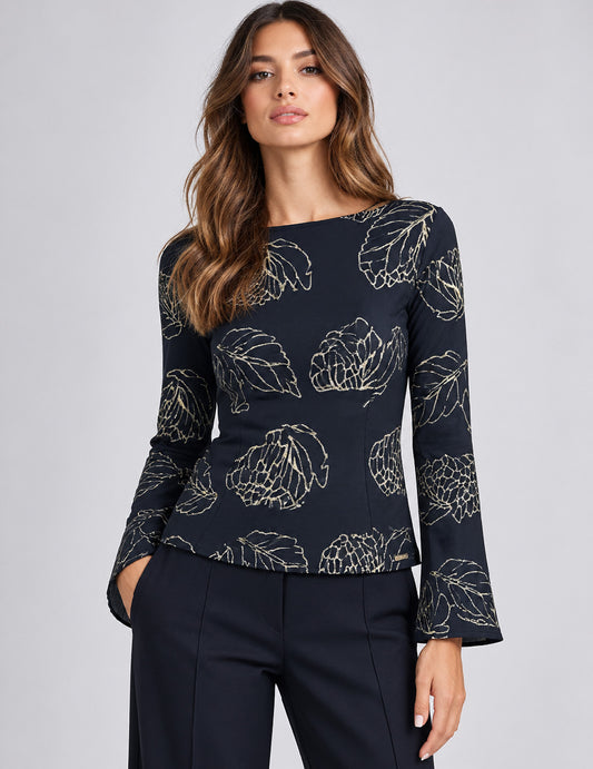 TOP IN RASO STAMPATO CON MANICHE SVASATE donna night fw26w01tf cc-a0614