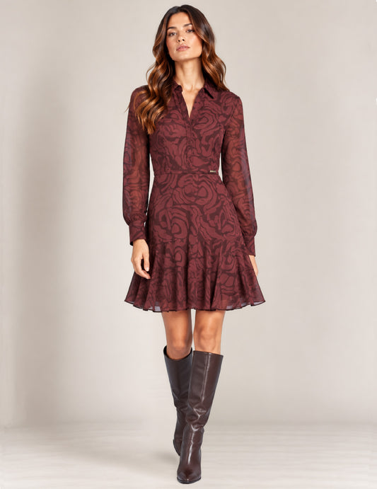 ABITO CAMICIA IN RASO STAMPATO donna burgundy fw26w02as cc-a0313