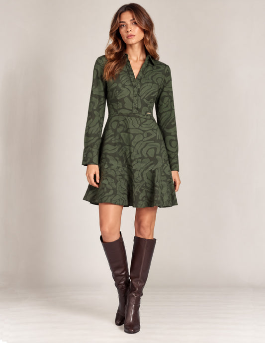 ABITO CAMICIA IN RASO STAMPATO donna green fw26w02as cc-a0801