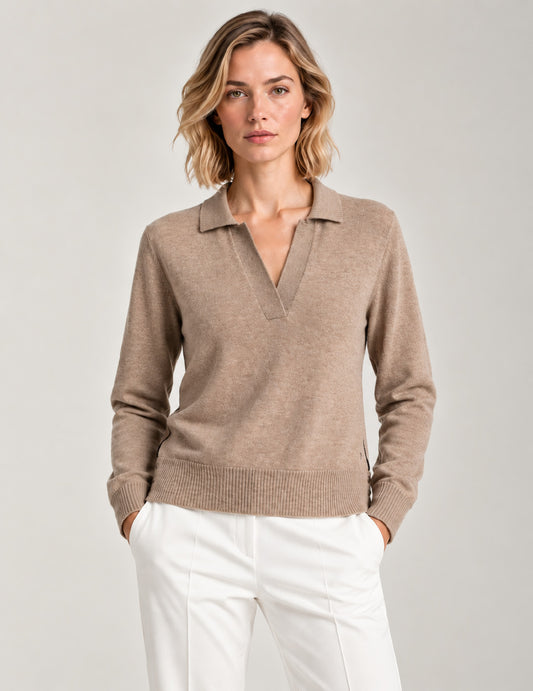 MAGLIA POLO CON DETTAGLI A CONTRASTO donna beige fw26w02mv cc-a0101