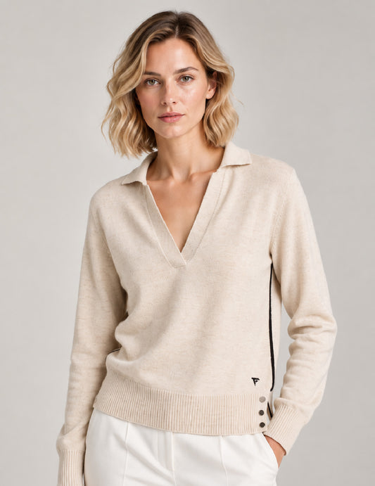 MAGLIA POLO CON DETTAGLI A CONTRASTO donna champagne fw26w02mv cc-a0102
