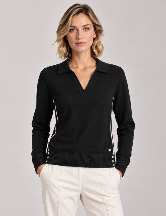 POLO SWEATER WITH CONTRAST DETAILS woman black fw26w02mv cc-a0951