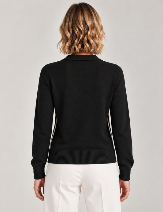POLO SWEATER WITH CONTRAST DETAILS - back - 002