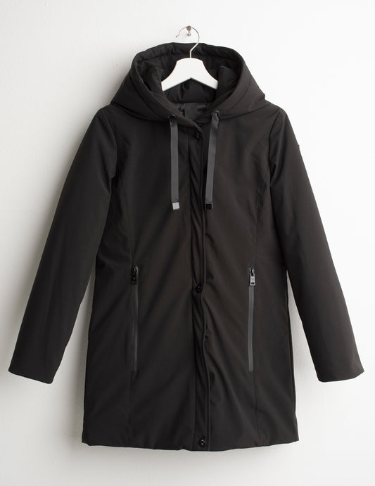 LONG PADDED HOODED JACKET woman black fw26w03ku cc-a0951