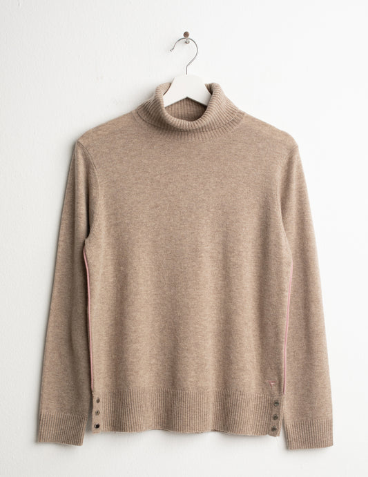 MAGLIA DOLCEVITA CON DETTAGLI A CONTRASTO donna beige fw26w03md cc-a0101