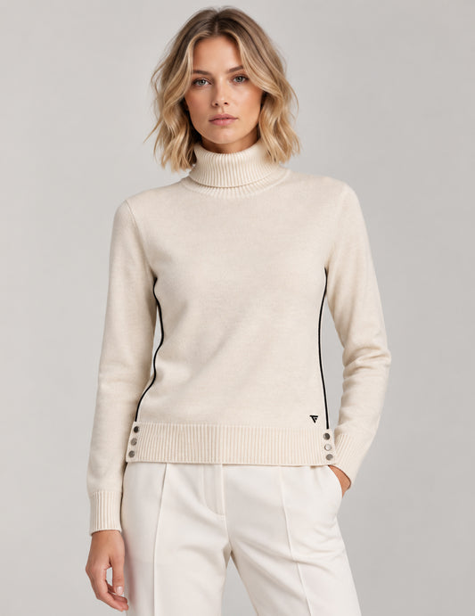 TURTLENECK SWEATER WITH CONTRAST DETAILS woman champagne fw26w03md cc-a0102