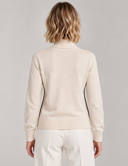 TURTLENECK SWEATER WITH CONTRAST DETAILS - back - 002