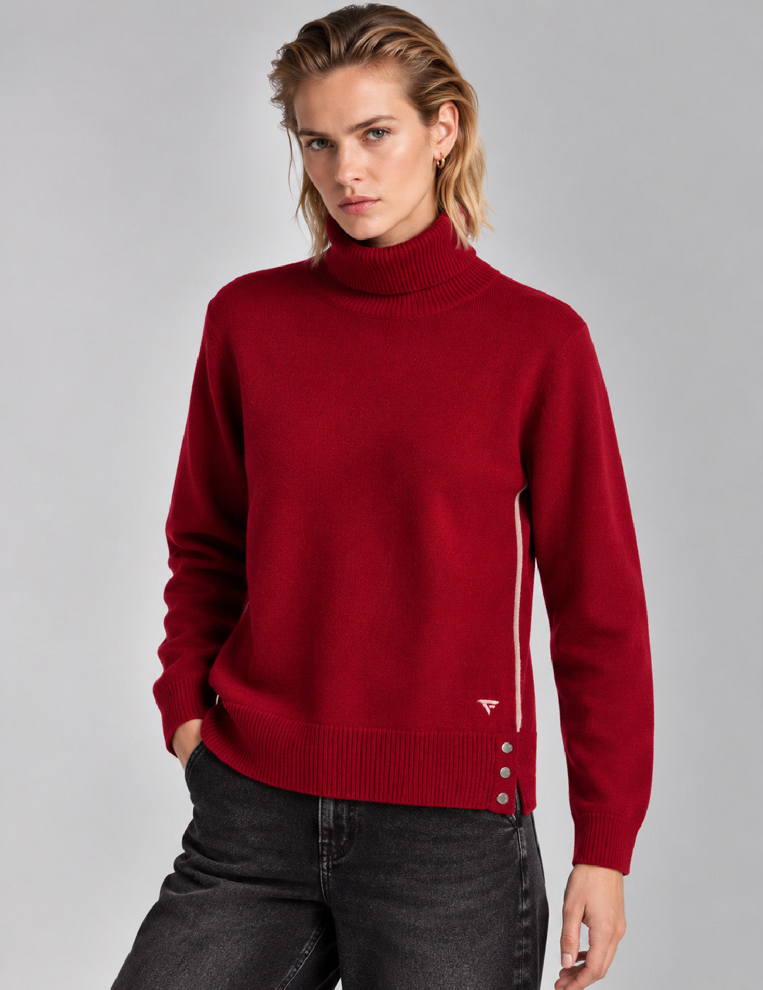 TURTLENECK SWEATER WITH CONTRAST DETAILS woman burgundy fw26w03md cc-a0313 MAGLIA M/L DOLCEVITA UNITO