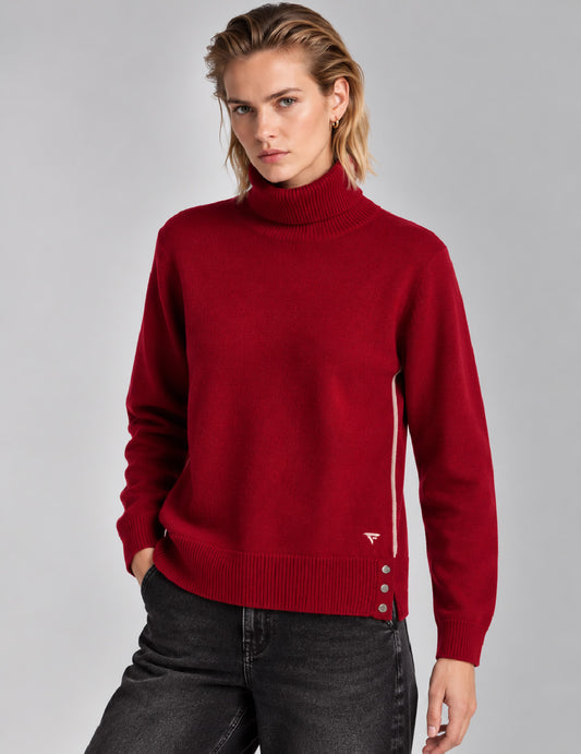 TURTLENECK SWEATER WITH CONTRAST DETAILS woman burgundy fw26w03md cc-a0313
