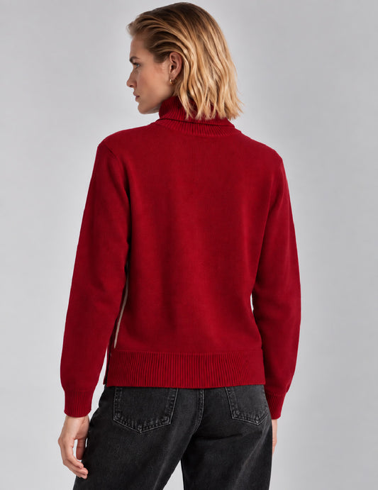 TURTLENECK SWEATER WITH CONTRAST DETAILS - back - 002