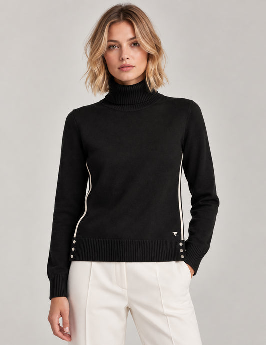 TURTLENECK SWEATER WITH CONTRAST DETAILS woman black fw26w03md cc-a0951