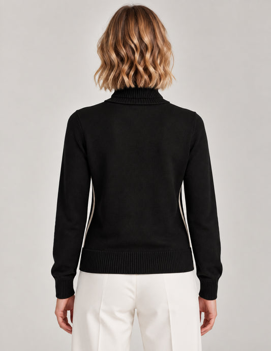 TURTLENECK SWEATER WITH CONTRAST DETAILS - back - 002