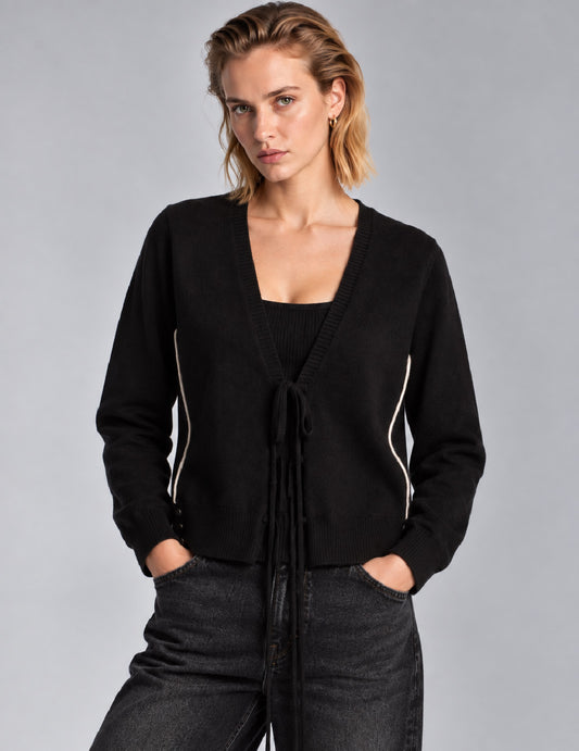 CARDIGAN CON CHIUSURA A NASTRINI donna black fw26w04mk cc-a0951