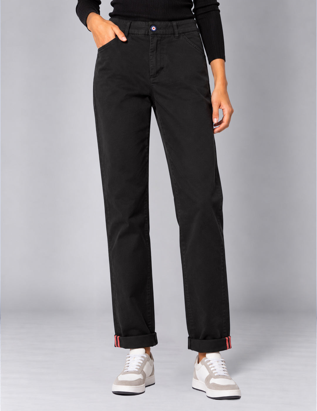 PANTALONE CHINO CON DETTAGLI A CONTRASTO donna black fw26w04pu cc-a0951 PANTALONE UNITO WOMAN