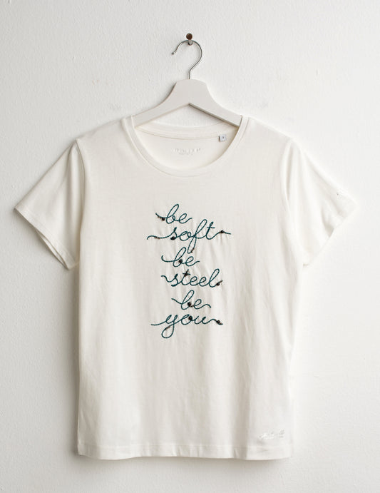 T-SHIRT CON STAMPA LAMINATA E PERLINE donna off white fw26w04tg cc-a0002