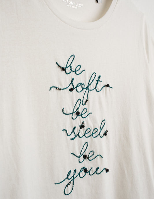 T-SHIRT CON STAMPA LAMINATA E PERLINE - back - 002