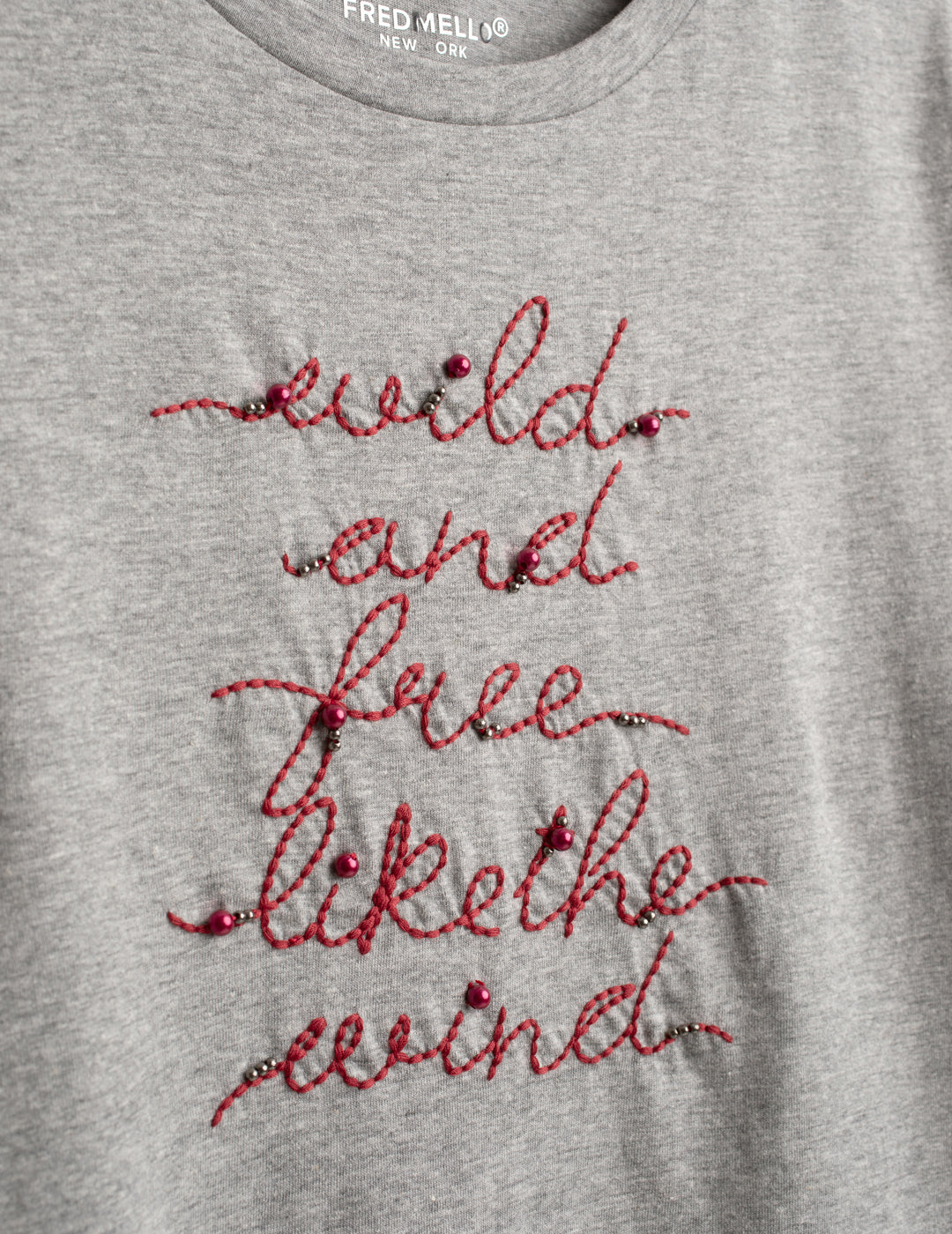 T-SHIRT CON STAMPA LAMINATA E PERLINE donna gray melange fw26w04tg cc-a0901 T-SHIRT M/M G/C UNITO WOMAN