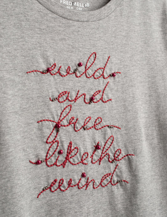 T-SHIRT CON STAMPA LAMINATA E PERLINE - back - 002