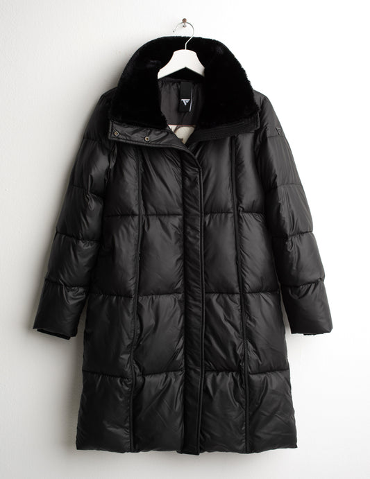 LONG PUFFER JACKET WITH FUR-LOOK COLLAR woman black fw26w05ku cc-a0951