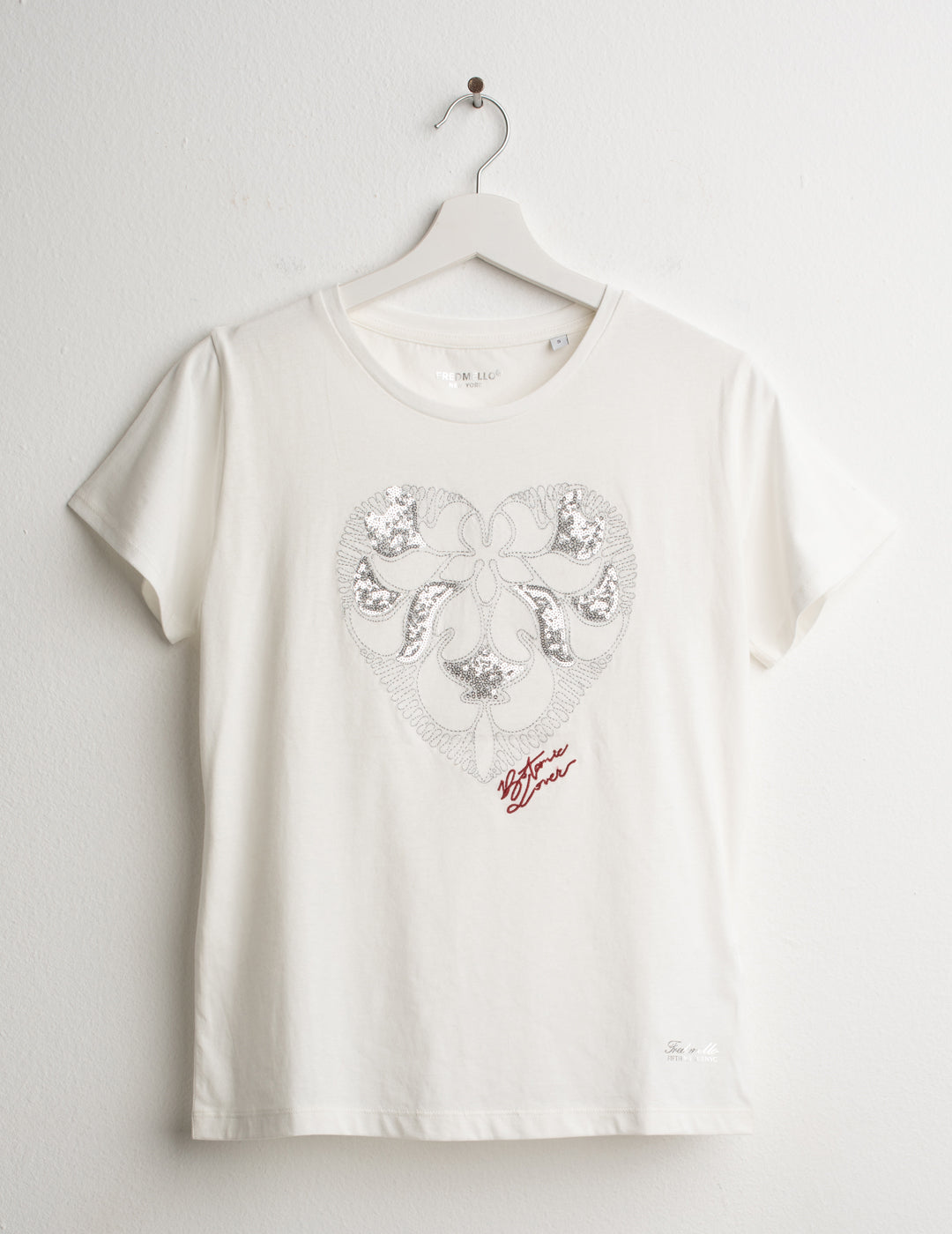 T-SHIRT CON STAMPA LAMINATA E APPLICAZIONI RICAMATE donna off white fw26w05tg cc-a0002 T-SHIRT M/M G/C UNITO WOMAN