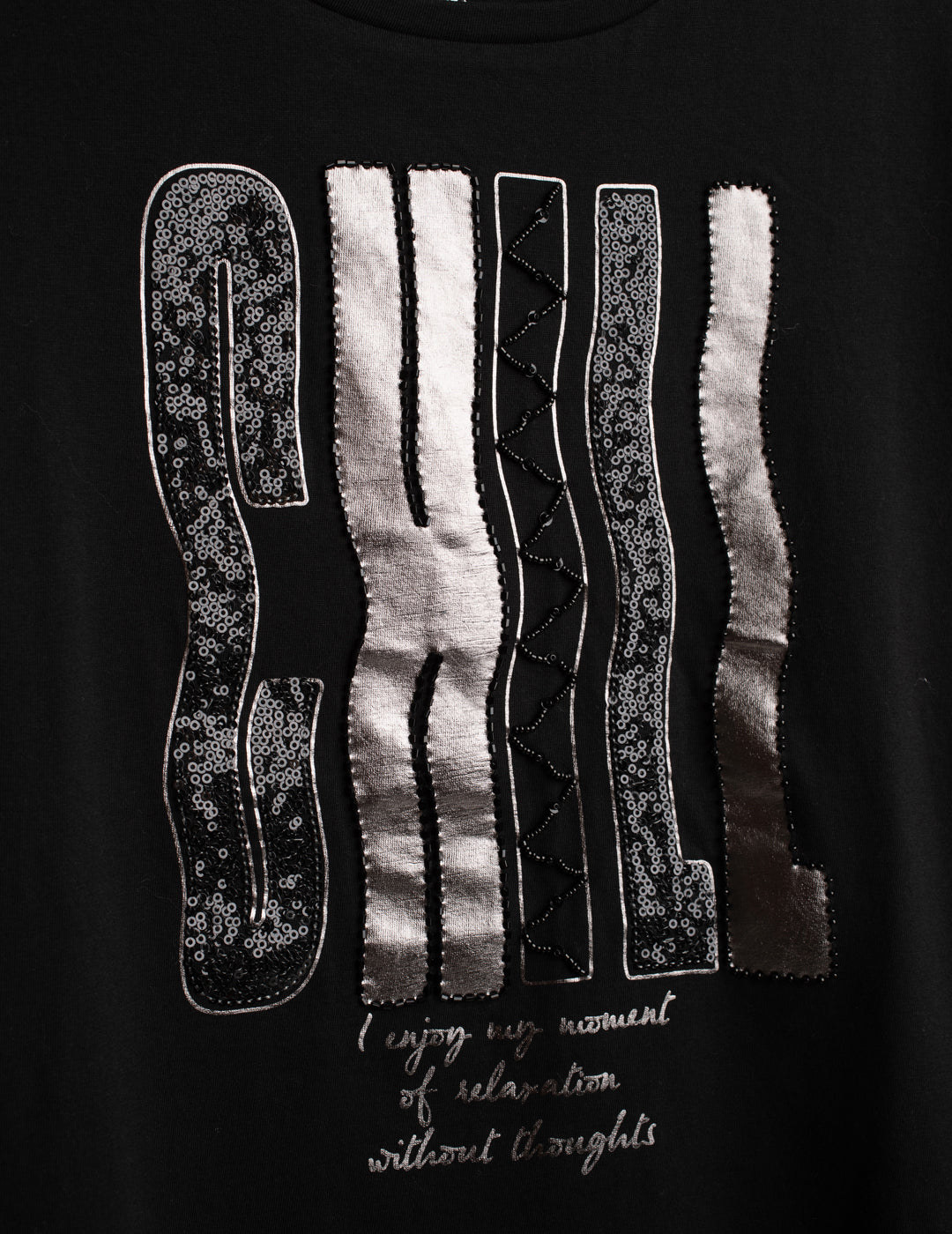 T-SHIRT WITH FOIL PRINT, BEADS AND EMBROIDERY woman black fw26w06tg cc-a0951 T-SHIRT M/M G/C UNITO WOMAN