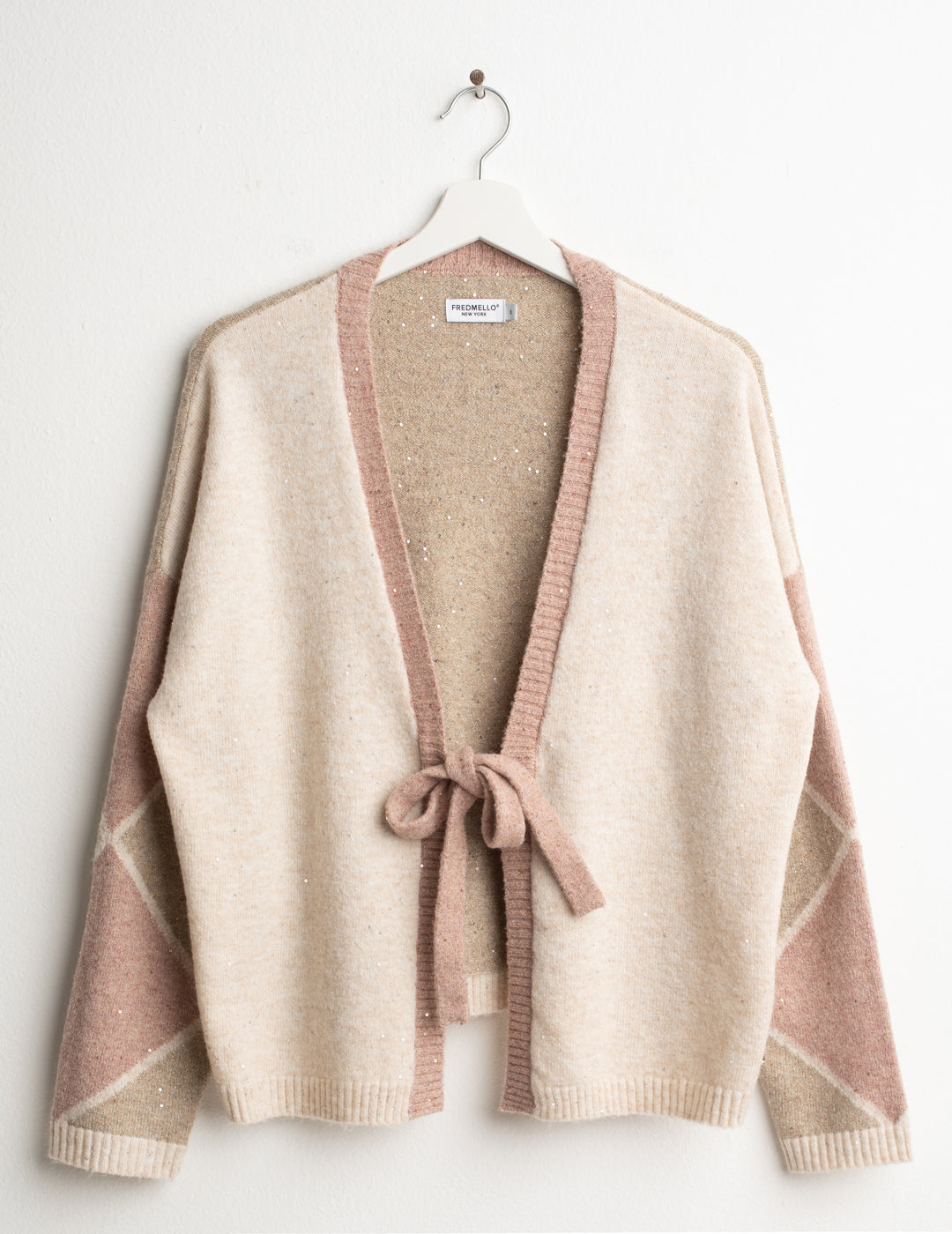 CARDIGAN A FANTASIA GEOMETRICA CON MICRO-PAILLETTES donna champagne fw26w09mk cc-a0102 MAGLIA M/L CARDIGAN UNITO WOMAN