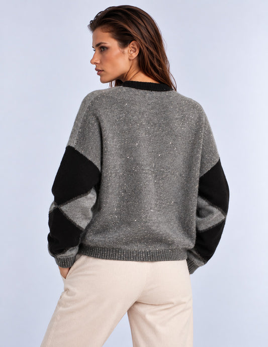 CARDIGAN A FANTASIA GEOMETRICA CON MICRO-PAILLETTES - back - 002