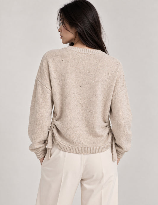 CREW-NECK SWEATER WITH MICRO SEQUINS - back - 002
