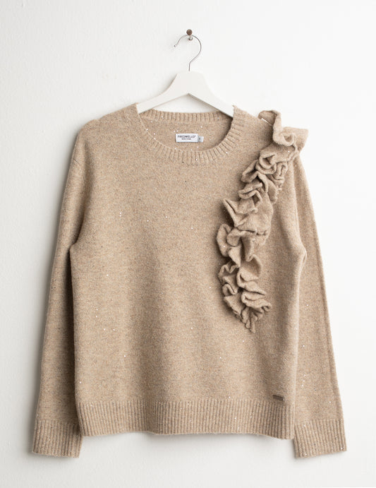 MAGLIA GIROCOLLO CON MICRO-PAILLETTES donna beige fw26w11mg cc-a0101
