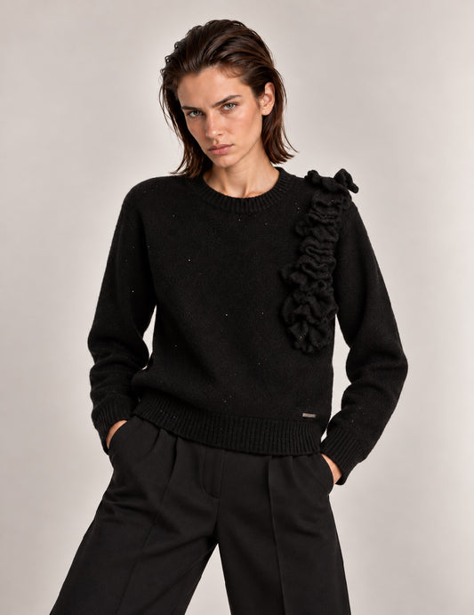 MAGLIA GIROCOLLO CON MICRO-PAILLETTES donna black fw26w11mg cc-a0951