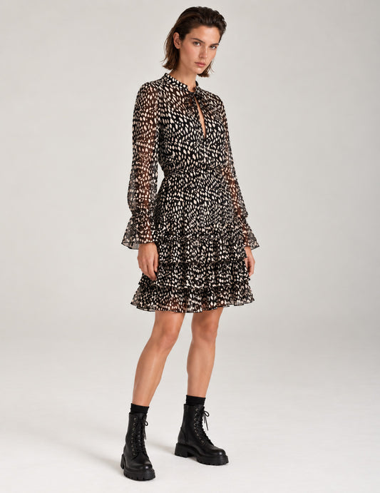 ABITO COLLO COREANA CON GONNA A BALZE donna animalier fw26w12as cc-a0964