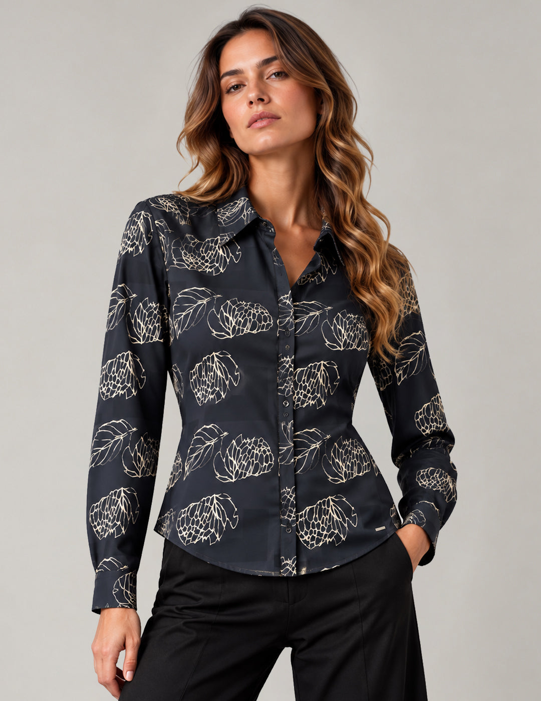 PRINTED SATIN SHIRT WITH LOW CUFFS woman night fw26w21cs cc-a0614 CAMICIA M/L STAMPATA WOMAN