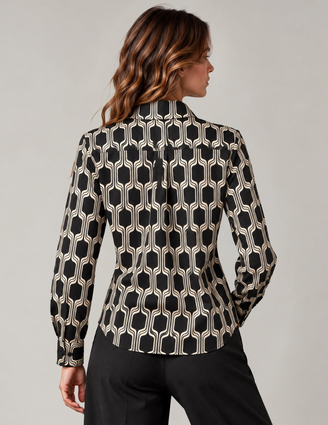 PRINTED SATIN SHIRT WITH LOW CUFFS woman black & white fw26w21cs cc-a0965 CAMICIA M/L STAMPATA WOMAN