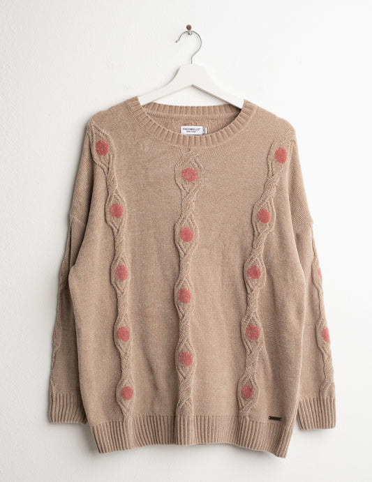 MAGLIA GIROCOLLO IN CINIGLIA CON LAVORAZIONE A TRECCE donna beige fw26w21mg cc-a0101
