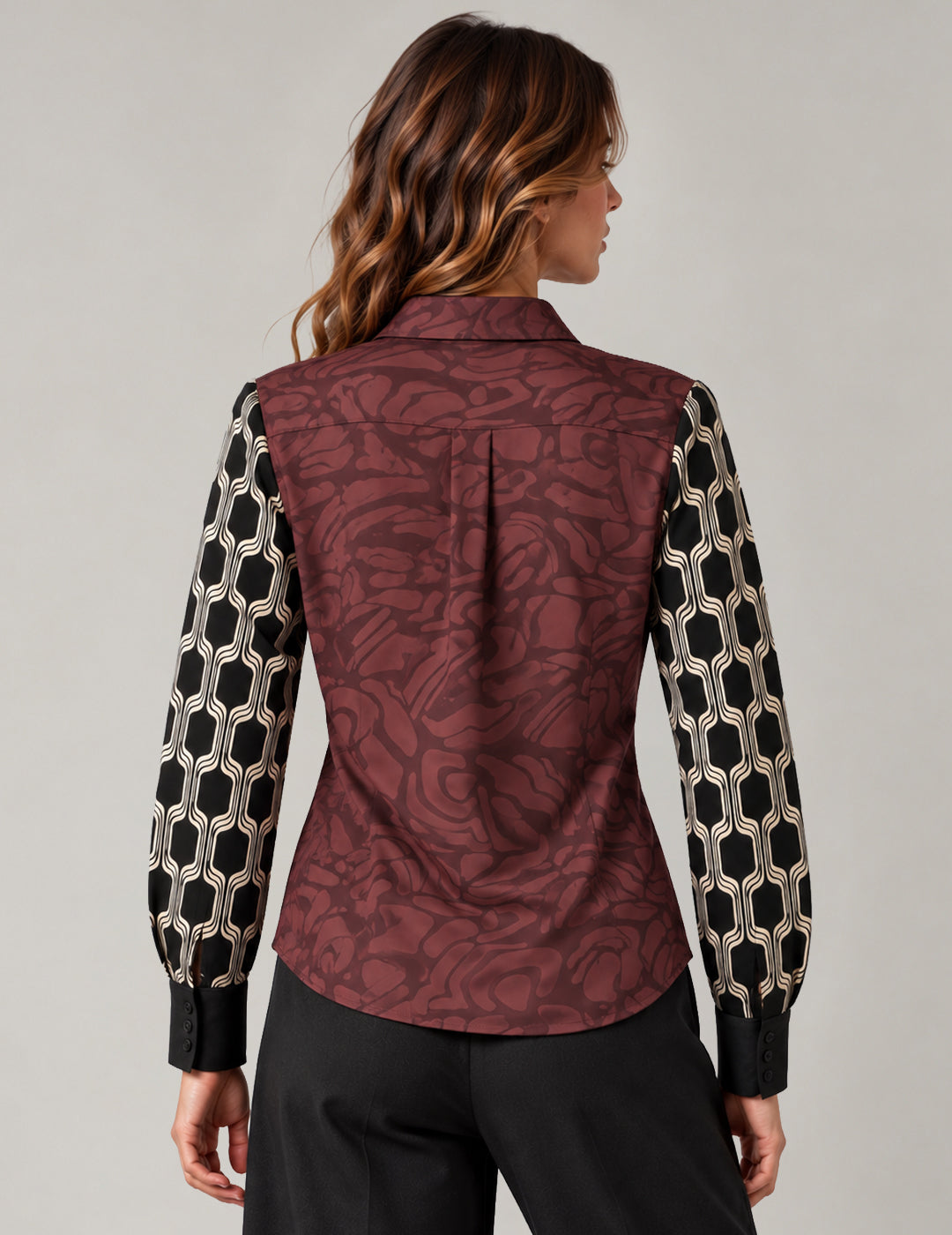 SATIN SHIRT woman burgundy fw26w22cs cc-a0313 CAMICIA M/L STAMPATA WOMAN