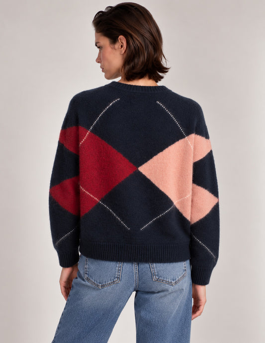 MAGLIA A ROMBI CON LOGO A CONTRASTO - back - 002