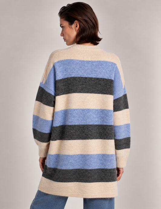 CARDIGAN A MAXIRIGHE CON LOGO A CONTRASTO - back - 002