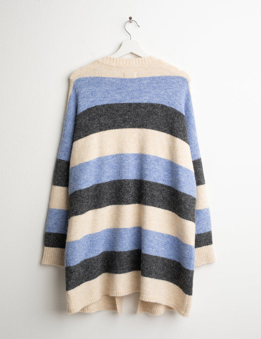 CARDIGAN A MAXIRIGHE CON LOGO A CONTRASTO - back - 002