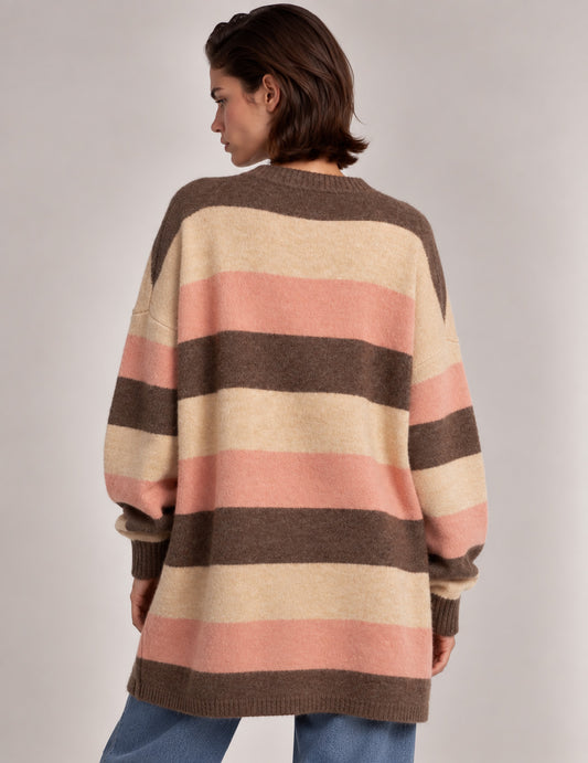 CARDIGAN A MAXIRIGHE CON LOGO A CONTRASTO - back - 002