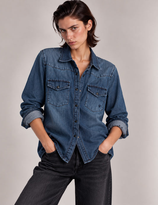 CAMICIA WESTERN IN DENIM CON STRASS donna middle blue fw26w50cd cc-a1101