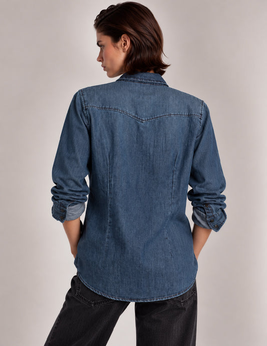 CAMICIA WESTERN IN DENIM CON STRASS - back - 002