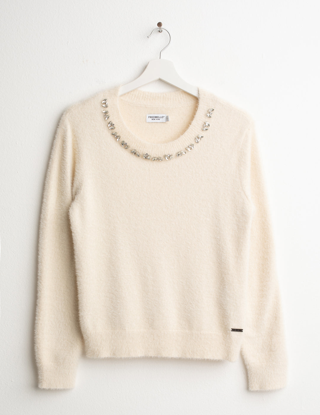 MAGLIA GIROCOLLO CON CASTONI RICAMATI donna off white fw26w62mg cc-a0002 MAGLIA M/L G/C UNITO WOMAN
