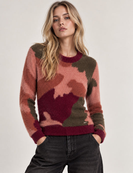 MAGLIA GIROCOLLO MIMETICA IN FUR YARN donna orange fw26w70mg cc-a0201